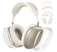 [4 in 1] Silicone Case Cover for AirPods Max, Clear Soft TPU Ear Cups Cover/Ear Pad Case Covers/Headband Covers Transparent Accessories for Apple AirPods Max (2024/2020)(USB-C/Lightning), Stone