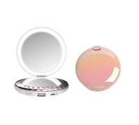 4 IN 1 Small Make Up Mirror Magnifying Compact+Electric Hand Warmers Rechargeable USB+Portable Charger Power bank Handbag Make up Mirror Magnifying with Light Women Gift for Her (Radiant pink)