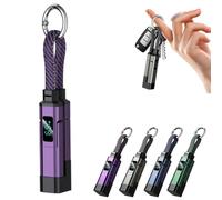 4 In 1 Smart Display Keychain Cable,Multi-Interface Portable Digital Display Keychain Charging Cable with Lanyard,Short Braided USB C Fast Charging,for Car Office and Travel (purple)