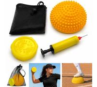 4-in-1 Softball Pitching Trainer Kit, 12" Official Size Fastpitch Spinner with Balance Ball, Air Pump (Random Color) & Carry Bag, Overhand Throw Training Aid for Grip, Spin, and Release Practice