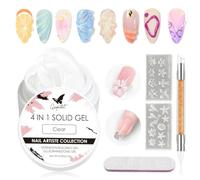 4 In 1 Solid Builder Nail Gel, 3D Multi Use for Extensions Sculpting Design | 3D Nail Art Sculpting Gel With Silicone Molds Nail Art Tool