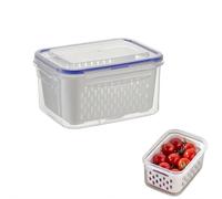 4-in-1 Stackable Food Storage Container with Detachable Drain Basket - Refrigerator Fruit & Berry Fresh-Keeping Box, Washable Draining Produce Saver for Kitchen Organization, Home & Meal Prep Use