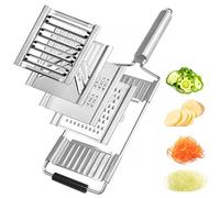 4-in-1 Stainless Steel Vegetable Slicer and Cheese Grater Set - Adjustable Mandoline with Interchangeable Blades for Cabbage, Potatoes, Fruits, and More