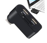 4 in 1 Swivel USB Hub - 3 Port USB 2.0 Expansion Adapter 4.5 x 5.5 x 2 cm, 480 Mbps High Speed Multifunction Card | Base Reader Splitter to Ports, Concentrates