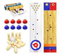4 in 1 Tabletop Board Game Set, Shuffleboard Bowling Curling Cornhole Game, Tabletop Shuffleboard Bowling Curling Games, Interactive Tabletop Board Games Ideal for School, Home, Office, Party