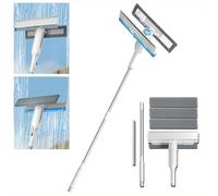 4-in-1 Telescopic Window Cleaner with Waste Water Collector, 3 Microfiber Cloths, Removable Handle for Effortless Cleaning of Windows, Mirrors & Cars - Efficient & Easy to Use