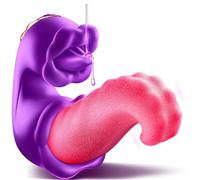 4 in 1 Tongue Thrusting Vibrator for Women - 10 Licking & 10 Vibration Modes Rose Toy, Liquid Silicone G Spot Clit Stimulator Adult Sex Toys for Female & Couples (Purple)