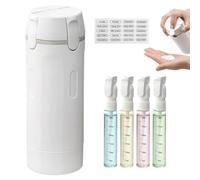 4 in 1 Travel Bottles for Toiletries - Refillable, Leak Proof, Portable Containers for Shampoo Lotion Conditioner Cream, Transparent with Scale and Label, for Business Trips Gym Camping, Vacation