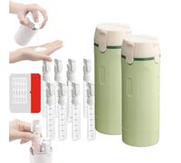 4-in-1 Travel Dispenser Bottles Leak Proof, 4 Pack 30ml Portable Refillable Squeeze Bottles with Scale and Labels for Shampoo, Lotion, Conditioner and Cream, for Travel, Gym and Camping (Green, 240ml)