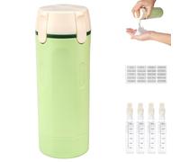 4 in 1 Travel Dispenser Bottles with Scale and Label, Refillable Leak Proof Squeeze Bottles, Portable Containers, Push-Down Dispenser for Shampoo, Lotion, Conditioner & Cream