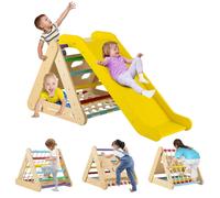 Costway 4 in 1 White Wooden Triangle Toddler Climber with Ramp