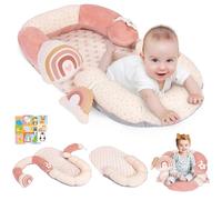 4 in 1 Tummy Time Mat & Seated Support Pillows, Play Mat, Sitting Support for Newborn 0-12 Months, Infant Baby Sit Me Up Floor Seat, Sensory Development Gifts Tummy Time Play Toys, Rainbow