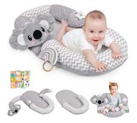 4 in 1 Tummy Time Mat & Seated Support Pillows, Play Mat, Sitting Support for Newborn 0-12 Months, Infant Baby Sit Me Up Floor Seat, Sensory Development Gifts Tummy Time Play Toys, Koala