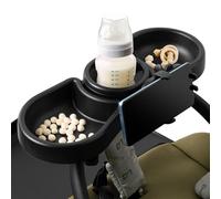 4 in 1 Universal Stroller Snack Tray Clip-On Organiser with Dual Drink Cup Holders Secure Phone Holder Removable Adjustable Food Tray for Baby Pram Bike Walker Pushchair Wheelchair Travel Accessories