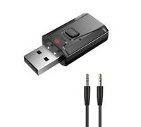 4-in-1 USB Bluetooth 5.0 Bluetooth Transmitter Receiver, Plug and Play Wireless with 3.5mm AUX Audio Adapter, Audio Transmitter Receiver Adapter, for Car Aux PC, TV Home Headset System