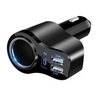 [4 in 1] USB C Car Charger Adapter 168W [PD3.0 + Dual USB A Port] 12V/24V USB Cigarette Lighter Socket Splitter Adapter Compatible with iPhone 17/Air/16/15 Pro Max, iPad Pro,Samsung Galaxy etc