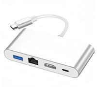 4-in-1 USB C Hub with 4K@30Hz HDMI, 100Mbps Ethernet, 100W Power Delivery, USB 3.0 Data Ports for MacBook, iPad Pro, XPS, Laptop, PC and More Devices