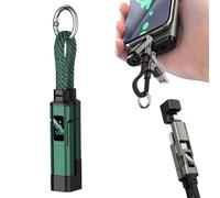 4 in 1 USB C Keychain Charger Cable, 65W Fast Charging Short Phone Lanyard Data Cable Fit Light-ning/Type-C/USB-A/USB-C, Portable Multi Charge LED Display Digital Cord (Green)