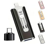 4-in-1 USB Flash Drive, Portable Flash Drive, 32-128GB, USB + 8-pin + USB 3.0 interface, with Type-C adapter, can store files, photos and videos