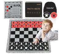 4 in 1 Vintage Giant Chess Game Set, Jumbo Checkers Chess Tic Tac Toe Game