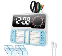 4 in 1 Visual Timer for Kids Temperature Date Display,Autism & ADHD Time Management Tool with Digital Alarm,Pomodoro Timer,Task Chart Planning Board,Silent Countdown Clock for Classroom,Home & Office