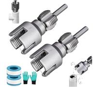 4 in 1 Water Pipe Threader Kit, 3PCS Integrated Internal & External Pipe Threading Tool for PVC, Dual-Function Thread Cutter, 1/2", 3/4", 1" Dies, Electric Drill Compatible (All)