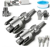 4 in 1 Water Pipe Threader Tool for Electric Drill, 1/2", 3/4", 1" PVC Pipe Threading Kit, Heavy Duty Carbon Steel Pipes Tap Set for Plumbers (1/2"+3/4")