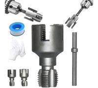 4 in 1 Water Pipe Wrench,Integrated Internal & External Pipe Threading Tool,for 1/2 Inch and 3/4 Inch Water Pipes,Electric Drill Compatible PVC Threader for Plastic Pipes Garden Hose (A)