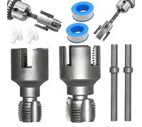 4 in 1 Water Pipe Wrench,Integrated Internal & External Pipe Threading Tool,for 1/2 Inch and 3/4 Inch Water Pipes,Electric Drill Compatible PVC Threader for Plastic Pipes Garden Hose (A+B)