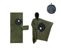 4-in-1 Wearable Sleeping Bag - Insulated Poncho, Blanket & Pillow for Camping | Detachable Hood, Storage Pocket, Machine Washable Cozy Wearable Blanket(210x160cm) (GREEN)