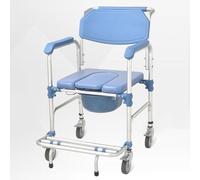 4-in-1 Wheeled Shower Chair, Bathroom Shower Chair with Wheels for Elderly, Waterproof Wheeled Commode Toilet Chair with Removable Bucket, Bedside Commode Chair on Wheels for The Disabled