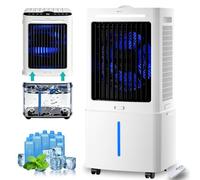 4-in-1 Windowless Portable Air Conditioners with 25 L Detachable Tank, Humidifying Swamp Cooler with 3 Speeds, 12 H Timer & 90°Oscillation, 6 Ice Boxes for Home, Office, Bedroom, White