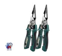 4-in-1 Wire Stripping and Testing Pliers - Professional Heavy Duty Steel Hand Multi-Functional Digital Display Wire Stripper Electrical Tool, Machine Cable Cutter Stripping Twisting (2*Green)