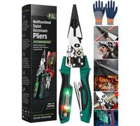 4-in-1 Wire Stripping and Testing Pliers, Professional Heavy Duty Steel Hand Multifunctional Foldable Electrical Tool, Machine Cable Cutter Crimper Twister Digital Voltage Tester Disconnect (Green)