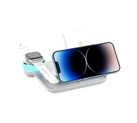 4-in-1 Wireless Charging Station - Foldable Wireless Charging Stand 15W | Smart Stand for Fast Wireless Charger, Mobile Phone Tablet Charger with Light for Mobile Phone