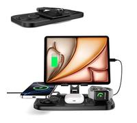 4 in 1 Wireless Charging Station for Apple, Foldable Tablet Wireless Charger, 18W Fast Charger Stand Multi Charging Dock for iPhone 16/15/14/13/12 Serie, iWatch 10 9 8, for AirPods 4 3, iPad