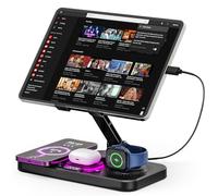 4 in 1 Wireless Charging Station for iPhone, Foldable Table iPad Holder