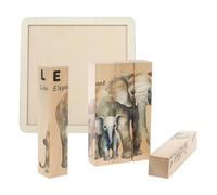 4 in 1 Wood Animal Style Chunky Puzzle Vivid Educational Animal Theme Block Puzzle Toy for Toddlers Learning and Playing