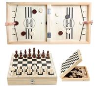 4-in-1 Wooden Board Game Sets Travel Portable Folding Table Desktop Battle Interactive Families Toys for Kids and Adults