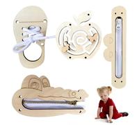 4-in-1 Wooden Montessori Busy Board for Toddlers - Sensory Activity Board Game with Handmade Accessories for Boys & Girls Aged 1-4