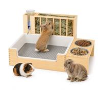4-in-1Rabbit Litter Box with Hay Feeder, Waterproof Bunny Toilet