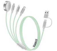 4-in-2 Charging Cable for Apple Watch Charger/Samsung/iPhone Charger,Car/Office/Camping/Travel Essentials,Type C Cable Multi Cord for iWatch Ultra/10-2/iPhone 16-11/Samsung S25-S20,iPad,airPods-Green
