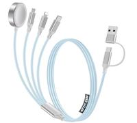 4-in-2 Charging Cable for Apple Watch Charger/Samsung/iPhone Charger,Car/Office/Camping/Travel Essentials,Type C Cable Multi Cord for iWatch Ultra/10-2/iPhone 16-11/Samsung S25-S20,iPad,airPods-Blue
