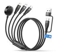 4 in 2 Multi Charger Cable, A-pple Watchs Charger Cable with iWatch/ Micro USB/ USB C Cable/Lightning Connector, Nylon iWatch Charger for iWatch 9/8/7/6/5/4/3/SE/Ultra, iPhone 17/16/15/14/13/Pro/X/8/6