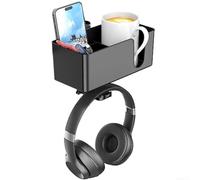 4-in- Rotating Headphone Hanger Under Desk with Clamp On Cup Holder