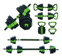 4 In1 Dumbbells Set, 44Lbs/20KG Adjustable Dumbbells Set, Kettlebells/Barbells/Push-Up Supports, Free Weights Set Barbell Weights Kit for Bodybuilding Fitness Training