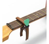4 in1 Guitar Capo,Multifunctional Capo for Acoustic Guitar & Electric Guitars with Picks Holder & String Cutting/Quick Tuning/Starting Nails Function Guitar Accessories (Wood color)