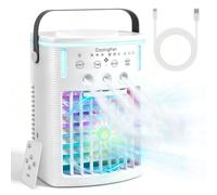 4 IN1 Portable Air Cooler with Remote, 1000Ml Mini Air Conditioning Fan,Quiet 3 Wind Speeds & 3 Cool Mist, 2-8H Timer &7-Color LED Light,Personal Air Conditioner Fan for Home, Office,Bedroom,Travel.