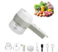 4 In1 Wireless Vegetable Processor, Multifunctional Mini Electric Hand Held Chopper Vegetable Cutter, Easy to Charge, with Cleaning Brush and Cream Whisk, for Garlic, Chili, Meat, Egg(White)