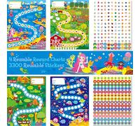 4 Incentive Charts with 3300 Reusable Stickers, Forest/Farm/Ocean/Space Themed Reward Chart for Classroom, Home, Kids Homework Assignments, Attendance, Good Behavior, Chores, Potty Training Progress